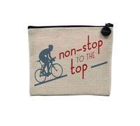 Pochette en Lin - Non-Stop to The Top Vélo Montagne Cyclisme Tour - Trousse Maquillage en Toile Aspect Lin - Porte Monnaie - 15 x10 cm