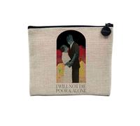 Pochette en Lin - Not Die Poor & Alone Collage Vintage Illustration Art Humour Surreel Psychedelique - Trousse Maquillage en Toile Aspect Lin - Porte Monnaie - 15 x10 cm