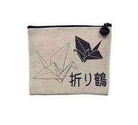 Pochette en Lin - Origami Sculpture Papier Art Japon Asie Culture - Trousse Maquillage en Toile Aspect Lin - Porte Monnaie - 15 x10 cm