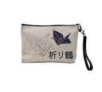 Pochette en Lin - Origami Sculpture Papier Art Japon Asie Culture - Trousse Maquillage en Toile Aspect Lin - Trousse de Toilette - 23,5 x15 cm