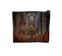 Pochette en Lin - Paris Eglise Cathedrale Orgue Batiment Moyen Age - Trousse Maquillage en Toile Aspect Lin - Porte Monnaie - 15 x10 cm