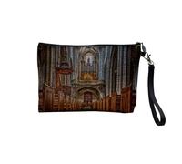 Pochette en Lin - Paris Eglise Cathedrale Orgue Batiment Moyen Age - Trousse Maquillage en Toile Aspect Lin - Trousse de Toilette - 23,5 x15 cm