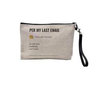 Pochette en Lin - per My Last Email Work Office Email Funny Icon - Trousse Maquillage en Toile Aspect Lin - Trousse de Toilette - 23,5 x15 cm