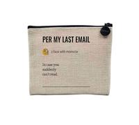 Pochette en Lin - per My Last Email Work Office Email Funny Icon - Trousse Maquillage en Toile Aspect Lin - Porte Monnaie - 15 x10 cm