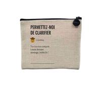 Pochette en Lin - Permettez-Moi De Clarifier Jargon Travail Office Email Icone Bureau Collegue Humour - Trousse Maquillage en Toile Aspect Lin - Porte Monnaie - 15 x10 cm