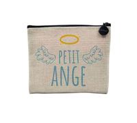 Pochette en Lin - Petit Ange Mignon Dessin Original - Trousse Maquillage en Toile Aspect Lin - Porte Monnaie - 15 x10 cm