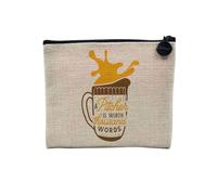 Pochette en Lin - Pitcher is Worth Thousand Words Beer Party - Trousse Maquillage en Toile Aspect Lin - Porte Monnaie - 15 x10 cm