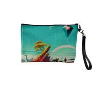 Pochette en Lin - Planete Inconnue Science Fiction Fusée Fantastique - Trousse Maquillage en Toile Aspect Lin - Trousse de Toilette - 23,5 x15 cm