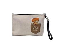 Pochette en Lin - Poche Pizza Love at First Bite Dessin Street Food - Trousse Maquillage en Toile Aspect Lin - Trousse de Toilette - 23,5 x15 cm