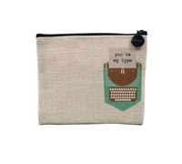 Pochette en Lin - Pocket You're My Type Typewriter Drawing Love - Trousse Maquillage en Toile Aspect Lin - Porte Monnaie - 15 x10 cm