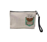 Pochette en Lin - Pocket You're My Type Typewriter Drawing Love - Trousse Maquillage en Toile Aspect Lin - Trousse de Toilette - 23,5 x15 cm