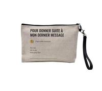 Pochette en Lin - pour Donner Suite Jargon Travail Office Email Icone Bureau Collegue Humour - Trousse Maquillage en Toile Aspect Lin - Trousse de Toilette - 23,5 x15 cm