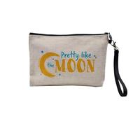 Pochette en Lin - Pretty Like The Moon Space Cute Astronaut - Trousse Maquillage en Toile Aspect Lin - Trousse de Toilette - 23,5 x15 cm