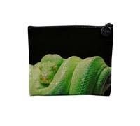 Pochette en Lin - Python Vert Serpent Photo Nature Sauvage Reptile - Trousse Maquillage en Toile Aspect Lin - Porte Monnaie - 15 x10 cm