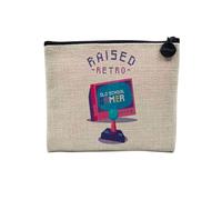 Pochette en Lin - Raised Retro Gaming Jeux Video Vintage Game Classiques Arcade - Trousse Maquillage en Toile Aspect Lin - Porte Monnaie - 15 x10 cm