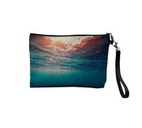 Pochette en Lin - Rayons De Lumiere sous l'eau Superbe Photo Ocean Mer Surf - Trousse Maquillage en Toile Aspect Lin - Trousse de Toilette - 23,5 x15 cm
