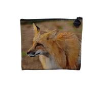 Pochette en Lin - Renard Roux Vie Sauvage Beauté Animale - Trousse Maquillage en Toile Aspect Lin - Porte Monnaie - 15 x10 cm
