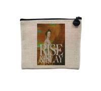 Pochette en Lin - Rise & Slay Collage Vintage Illustration Art Meme Humour Parodie Reine Zoomer Millenials - Trousse Maquillage en Toile Aspect Lin - Porte Monnaie - 15 x10 cm