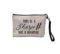 Pochette en Lin - Sharp Not a Hashtag Music Musician Instrument - Trousse Maquillage en Toile Aspect Lin - Trousse de Toilette - 23,5 x15 cm