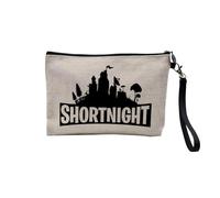 Pochette en Lin - Shortnight Jeux Vidéo Humour Parodie Gamer - Trousse Maquillage en Toile Aspect Lin - Trousse de Toilette - 23,5 x15 cm