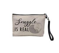 Pochette en Lin - Snuggle is Real Cat Pets Cute - Trousse Maquillage en Toile Aspect Lin - Trousse de Toilette - 23,5 x15 cm
