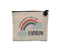 Pochette en Lin - Somewhere Over The Rainbow Musique Chanson Arc en Ciel - Trousse Maquillage en Toile Aspect Lin - Porte Monnaie - 15 x10 cm