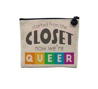 Pochette en Lin - Started in The Closet Now We're Queer LGBTQ+ Gay Lesbian - Trousse Maquillage en Toile Aspect Lin - Porte Monnaie - 15 x10 cm