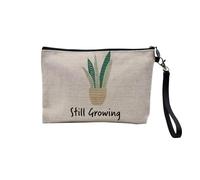 Pochette en Lin - Still Growing Plants Pot Gardening - Trousse Maquillage en Toile Aspect Lin - Trousse de Toilette - 23,5 x15 cm