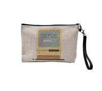Pochette en Lin - Sudo apt-Get Install Coffee Café Informatique Programmation - Trousse Maquillage en Toile Aspect Lin - Trousse de Toilette - 23,5 x15 cm