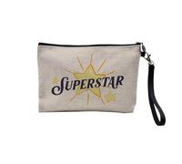 Pochette en Lin - Superstar Hollywood Cinema Célébrité - Trousse Maquillage en Toile Aspect Lin - Trousse de Toilette - 23,5 x15 cm