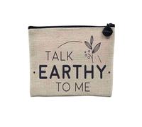 Pochette en Lin - Talk Earthy to me Ecology Environment Bio Diversity - Trousse Maquillage en Toile Aspect Lin - Porte Monnaie - 15 x10 cm