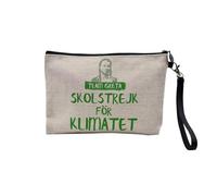 Pochette en Lin - Team Greta Strike for Climate Ecologie - Trousse Maquillage en Toile Aspect Lin - Trousse de Toilette - 23,5 x15 cm