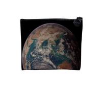 Pochette en Lin - Terre Photo Satellite Planete Asie Australie Vue De l'espace - Trousse Maquillage en Toile Aspect Lin - Porte Monnaie - 15 x10 cm