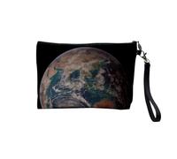 Pochette en Lin - Terre Photo Satellite Planete Asie Australie Vue De l'espace - Trousse Maquillage en Toile Aspect Lin - Trousse de Toilette - 23,5 x15 cm