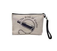 Pochette en Lin - The Drink of Disaster Humor Wine Bottle - Trousse Maquillage en Toile Aspect Lin - Trousse de Toilette - 23,5 x15 cm