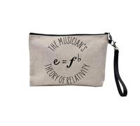 Pochette en Lin - The Musician's Theory of Relativity Music Musician Instrument - Trousse Maquillage en Toile Aspect Lin - Trousse de Toilette - 23,5 x15 cm