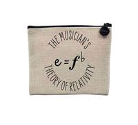 Pochette en Lin - The Musician's Theory of Relativity Music Musician Instrument - Trousse Maquillage en Toile Aspect Lin - Porte Monnaie - 15 x10 cm