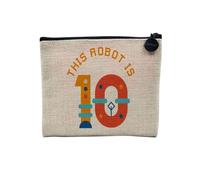 Pochette en Lin - This Robot is 10 Celebration Birthday Party Gift Mechanic Machine - Trousse Maquillage en Toile Aspect Lin - Porte Monnaie - 15 x10 cm