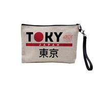 Pochette en Lin - Tokyo Japan Japon Asie Culture Ville Sakura - Trousse Maquillage en Toile Aspect Lin - Trousse de Toilette - 23,5 x15 cm