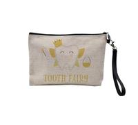 Pochette en Lin - Tooth Fairy Teeth Cute Illustration Drawing - Trousse Maquillage en Toile Aspect Lin - Trousse de Toilette - 23,5 x15 cm