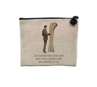Pochette en Lin - Travailler Dur pour Une Meilleure Vie pour Mon Chien Os Géant - Trousse Maquillage en Toile Aspect Lin - Porte Monnaie - 15 x10 cm