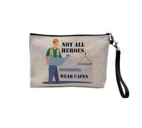 Pochette en Lin - True Heroes - Engineer Building Job - Trousse Maquillage en Toile Aspect Lin - Trousse de Toilette - 23,5 x15 cm