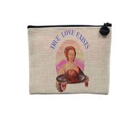 Pochette en Lin - True Love Exist Collage Vintage Illustration Art Humour Parodie Meme Zoomer Millenials - Trousse Maquillage en Toile Aspect Lin - Porte Monnaie - 15 x10 cm