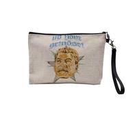 Pochette en Lin - Up Your Grindset Stalin Funny Humour Sigma Male Grindset Parodie Meme - Trousse Maquillage en Toile Aspect Lin - Trousse de Toilette - 23,5 x15 cm