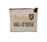 Pochette en Lin - Val d'Oise 95 Departement Pontoise Ile de France - Trousse Maquillage en Toile Aspect Lin - Porte Monnaie - 15 x10 cm
