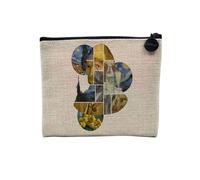 Pochette en Lin - Van Gogh Collage Moderne Art Artiste Peinture - Trousse Maquillage en Toile Aspect Lin - Porte Monnaie - 15 x10 cm