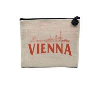 Pochette en Lin - Vienna Minimalist Vienne Voyage Autriche Mozart - Trousse Maquillage en Toile Aspect Lin - Porte Monnaie - 15 x10 cm