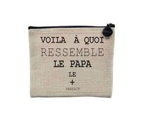 Pochette en Lin - Voilà à Quoi Ressemble Le Papa Le Plus Parfait - Trousse Maquillage en Toile Aspect Lin - Porte Monnaie - 15 x10 cm