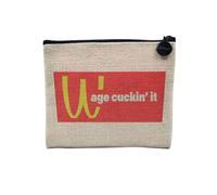 Pochette en Lin - Wage Cuckin' It Crypto Currency Trading Blockchain Finance Business Bitcoin Humour Meme - Trousse Maquillage en Toile Aspect Lin - Porte Monnaie - 15 x10 cm