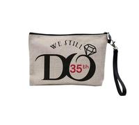 Pochette en Lin - We Still Do 35th Anniversaire de Mariage Celebration Idée Cadeau Couple Mariage - Trousse Maquillage en Toile Aspect Lin - Trousse de Toilette - 23,5 x15 cm
